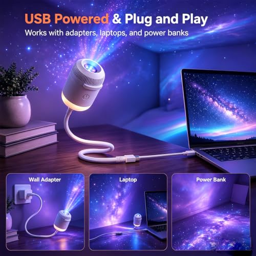 Finndeen 24pc HD 5D Holographic Night Light Projector with Galaxy & Ocean Scenes