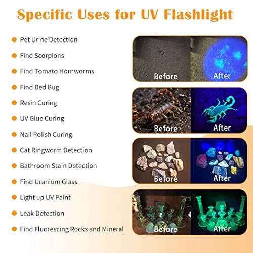 Black Light UV Light, 21 LED 395nm UV Flashlight, Powerful Mini Blacklight Flashlight, Small Portable Black Light Flashlight for Pet Urine Detection, Scorpion, Resin Curing, Bed Bug, Nails