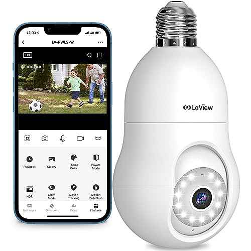 LaView 4MP Bulb Security Camera 2.4GHz,360¡Æ 2K Security Cameras Wireless Outdoor Indoor Full Color Day and Night, Motion Detection, Audible Alarm, Easy Installation, Compatible with Alexa