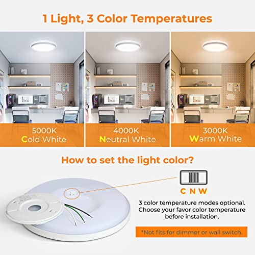 BLNAN White 9-Inch LED Flush Mount Ceiling Light - 18W, 3000K/4000K/5000K, Ultra Thin, Non-Dimmable, Pack of 1