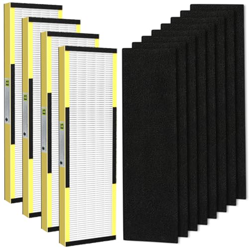 ISINLIVE FLT4825 B Replacement Filter Set for Guardian Air AC4825E/AC4820 – 4 HEPA Filters + 8 Activated Carbon Pre-Filters