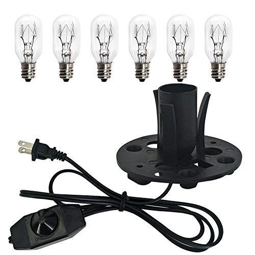 Himalayan Salt Lamp Cord with Dimmer & 6 Extra 25W E12 Bulbs — Replacement Set