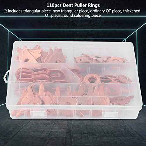110pcs Dent Pulling Puller Rings, Triangle OT Round Dent Pulling Puller Rings, Car Dent Puller Kit for Car Body Welding Repair Tool Set