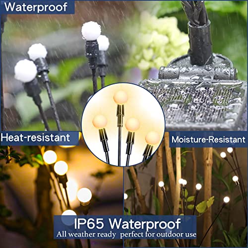 TONULAX 2 Pack Solar Garden Lights - Upgraded Swaying Firefly Outdoor Pathway Decor, Warm White