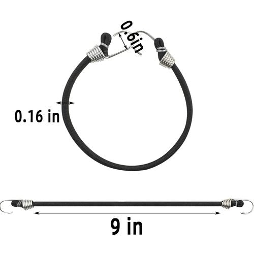 15 Pack Heavy Duty Bungee Cords with Hooks 11 Inch Mini Rubber Bungee Cord Elastic Bungee Straps for Outdoor Camping Small Stretchy Cord for Luggage Roof Racks Tents Tarps Bikes Car Rvs (Black)