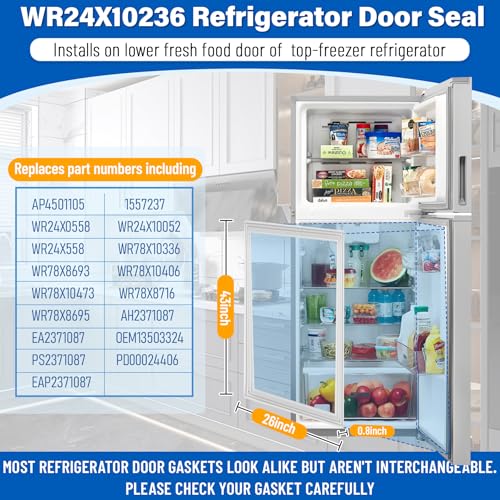 MOHTOL WR24X10236 Refrigerator Door Gasket Replacement for GE Hotpoint – 43" x 26"
