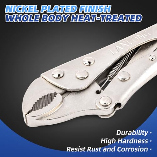 7-Inch Locking Pliers, Curved Jaw Locking Pliers with Wire Cutter, Fit for Clamping Twisting Welding