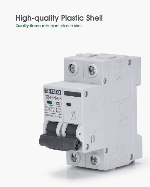 Chtaixi AC Miniature Circuit Breaker, 32 Amp 120V/240V 2 Pole DIN Rail Mount Circuit Breaker, Thermal Magnetic Trip, Solar AC Disconnect Switch MCB C32