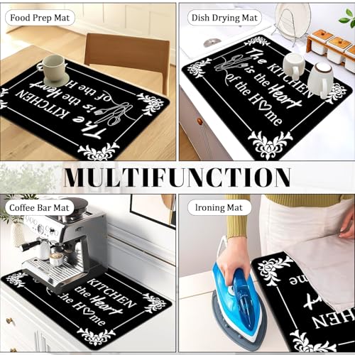ENCHAN Black 28x20 Inch Glass Stove Top Cover Protector, Heat-Resistant Rubber Counter Mat