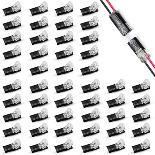 50 Pack Low Voltage 2 Pin Wire Connectors for Landscape Lighting & LED Strips
