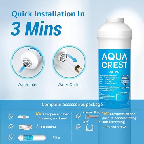 AQUA CREST INL 5-Year Inline Water Filter for Refrigerator & Ice Maker White-INL