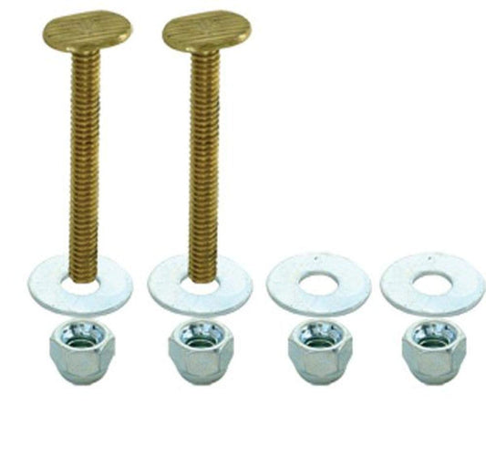 EZ-FLO 1/4 Inch x 2-1/4 Inch Closet Bolt Set, Brass Plated, 40027