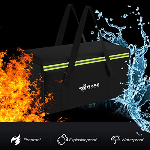 FLASLD 24x12x12” Fireproof Waterproof Document Bag - Fire Safe for Cash & Valuables