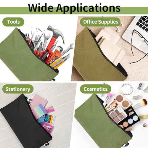 3 Pack Tool Bags Zipper Pouch - Heavy-Duty Waterproof Storage Organizer - Tan, Navy, Green
