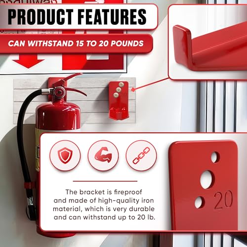 Reluen 4 Pack Fire Extinguisher Mount Brackets Heavy Duty Wall Hangers 2.36 x 1.57 x 2.36 in