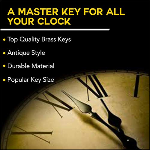 Brass Clock Winding Key Set - 5 Sizes for Antique & Wall Clocks