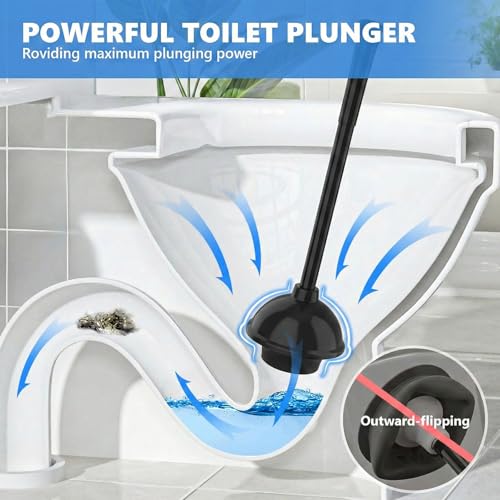 Heavy Duty Toilet Plunger with Holder for 5.3-Inch Drain, Style 1 - Bathroom Clog Remover