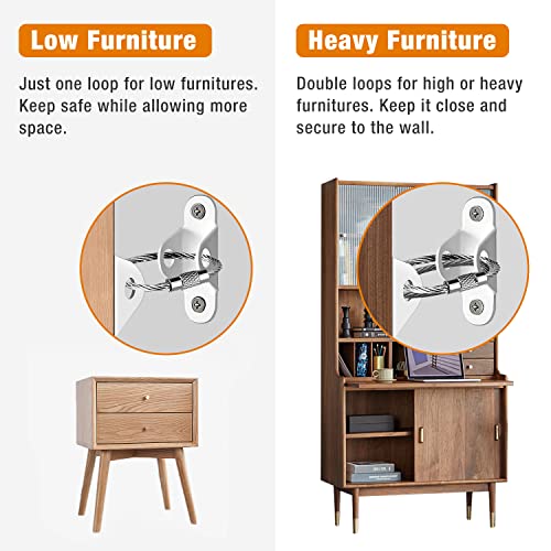 Ougourim White Baby Furniture Anchors 10 Pack - Anti Tip Safety Kit