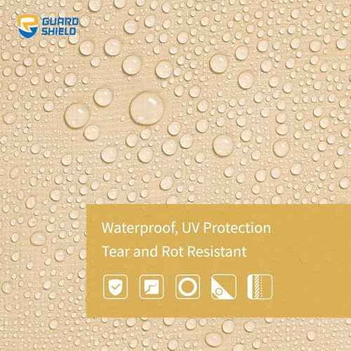 GUARD SHIELD Beige Tarp Heavy Duty Waterproof 12x20 Feet Outdoor Poly Tarps Cover Thick UV Resistant Canopy Tarpaulin with Grommets 10mil