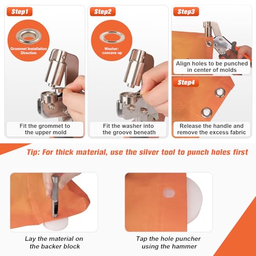 500pcs Grommet Kit with 10mm Inner Diameter Eyelets for Leather, Canvas & Fabric