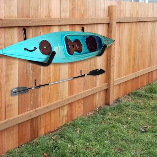 KURUI Heavy Duty Kayak Storage Rack, 100 LB (15") Wall Mount Hooks for Hanging Indoor/Outdoor, 8 Pack Large Garage Hooks for Ladder Kayaks Surfboards, Black Organization Hangers, Kayak Accessories