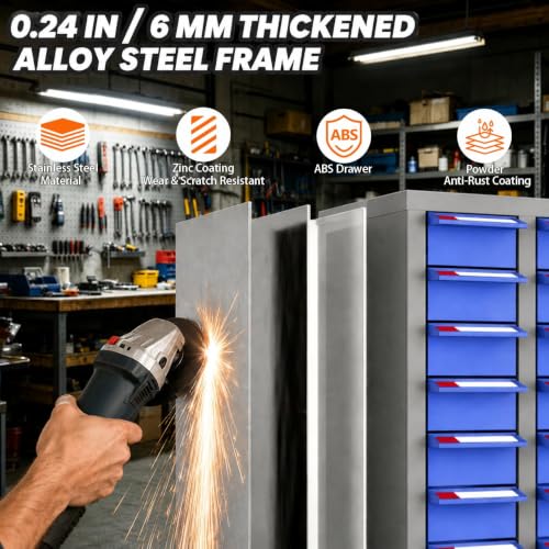 QUARPAL 100-Drawer Parts Cabinet - 500 Dividers, Steel Tool Storage Organizer