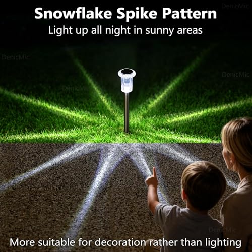 DenicMic Outdoor Solar Pathway Lights 10 Pack Waterproof Cold White