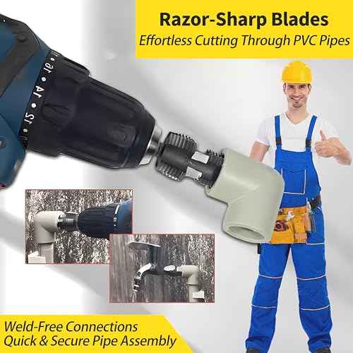 Electric Drill Compatible PVC Pipe Threader Kit with Various Die Sizes, PVC Thread Maker Tool for Electric Drill, 1/2" 3/4" Tool, Plastic Pipe Threader Kit, Rethreading Tool for Water Pipes (Internal)