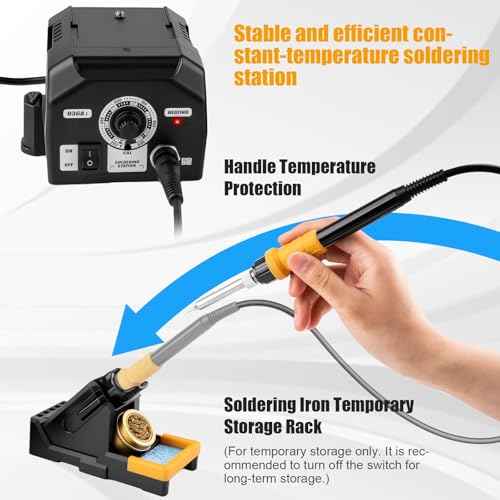 Upgraded Soldering Station Kit - Fast Heating with ESD Safe Design, 5 Replaceable Soldering Iron Tips & 63.5oz Sturdy Construction - for Electronics Repair, DIY & Home Welding