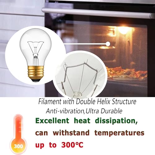 High Temp 300°C Oven Light Bulb 40W E26 120V 2-Pack for Oven/Microwave