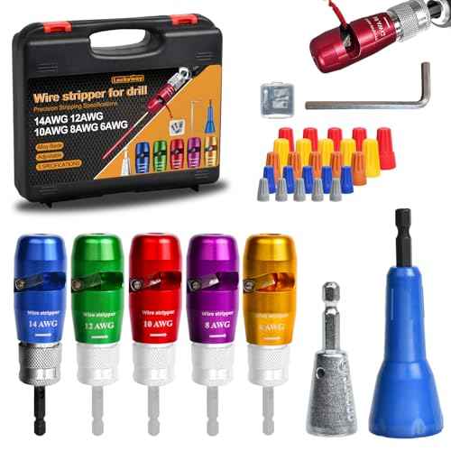 Luckyway Wire Stripper for Drill with Professional Electrician Wire Stripping and Twisting Tool, Wire Twister Tool for Drill, Quick Change Connector and Wire stripping Faster (Colorful, 5 PCS 6-14AWG)