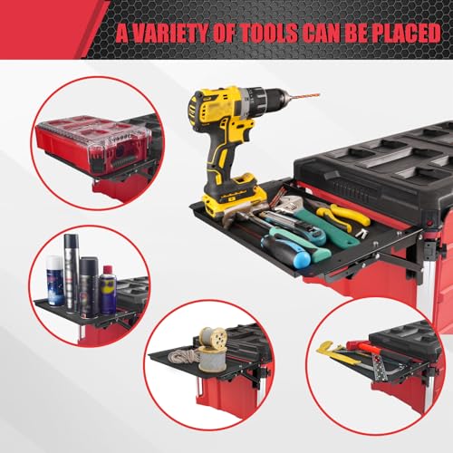 Folding Magnetic Side Table for Milwaukee Packout Toolbox – No-Drill Tool Tray Organizer