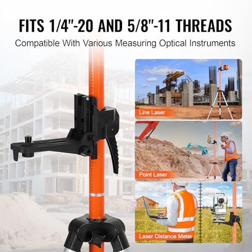 VEVOR Extendable Laser Level Tripod with 1/4"-20 & 5/8"-11 Mounts, 40.94"-133.85" Heavy-Duty Aluminum