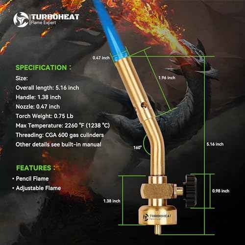 Propane Torch Head Solid Brass Mini Soldering Torch Gun with Precise Pencil Flame Manual Ignition MAPP MAP Gas Torch Fuel on Propane Blowtorch for Welding Wood Work Brazing Torch Lighter Kit