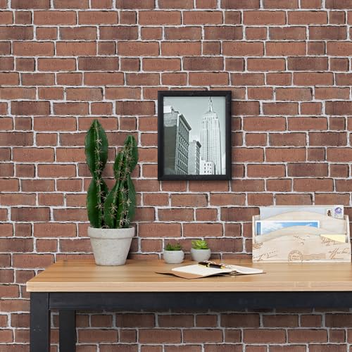 TANONE Brick Wallpaper Peel and Stick 17.5" X 118.1" Self-Adhesive Wallpaper Faux Red Brick Contact Paper-Waterproof and Removable Vinyl Wall Paper for Bedroom Fireplace Kitchen Home Decoration