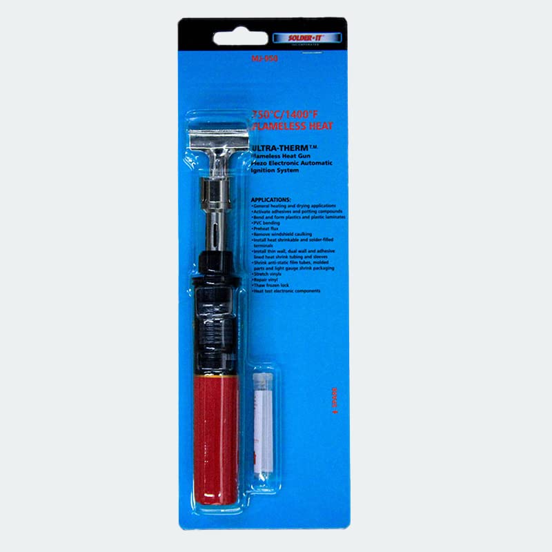 Solder-It Red Ultra Therm Flameless Heat Gun (MJ-950) | Cordless Heat Gun with Wide Nozzle | Heavy Duty with 20 mL Butane Refill Tank | Mini Heat Gun for Crafts, Heat Shrink, and PVC Bending