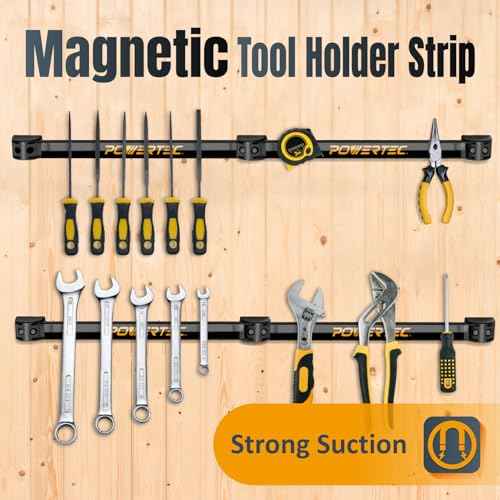 POWERTEC Magnetic Tool Holder Strip 12" 8PK, Metal Magnet Tool Bar Organizers for Garage, Workshop & Kitchen w/Mounting Screws, Space Saving Shop Organization Accessories (71965-P2)
