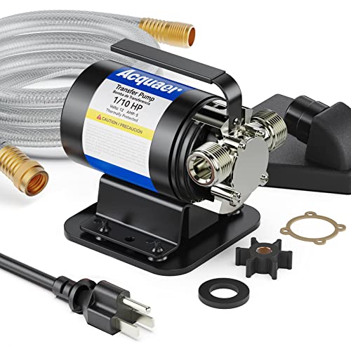 Acquaer 115V AC Portable Water Transfer Pump 1/10 HP with Suction Hose Kit