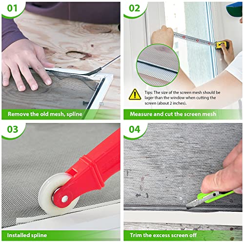 Ouskr 48x118 Inch Black Fiberglass Window Screen Mesh - Durable DIY Replacement Kit