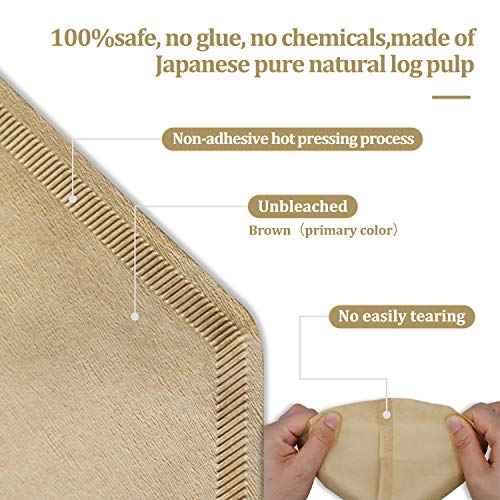 #4 Cone Coffee Filter 8-12 cup, Unbleached Natural Paper, No Blowout, Disposable for Pour Over and Drip Coffee Maker, 100 Count