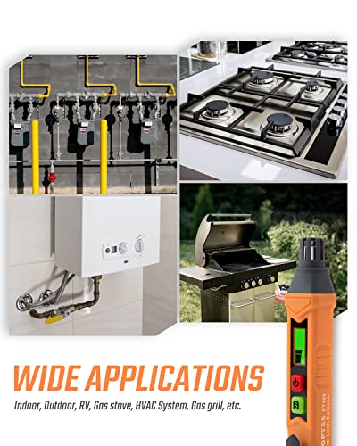 TOPTES PT199 Natural Gas Leak Detector - Portable Combustible Gas Sniffer, Orange Variation