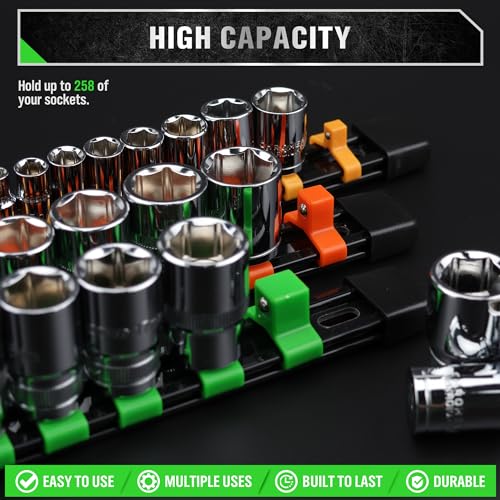 Swanlake 18-Piece Socket Organizer Set with 238 Clips for Tool Storage