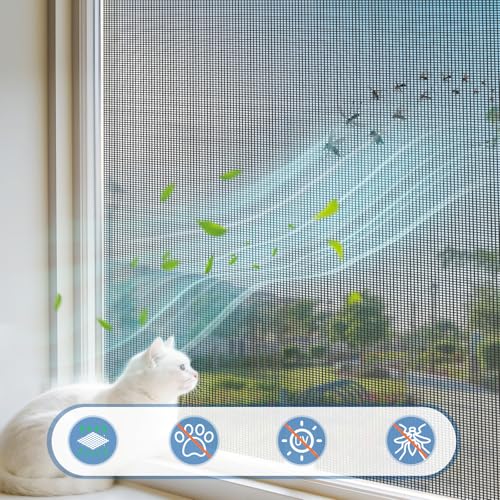 MAGZO Heavy-Duty Gray Window Screen Mesh 48 x 99 Inches - UV & Bug Blocker