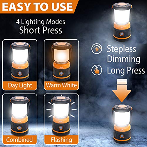 2 Pack LED Camping Lanterns 1800LM Waterproof Emergency Light with 4 Modes