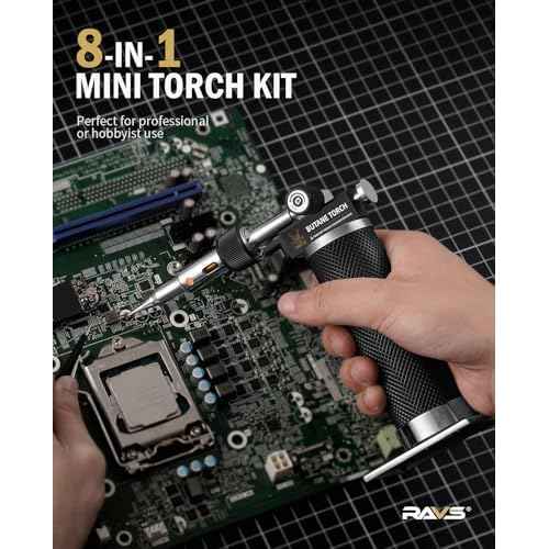 RAVS Butane Soldering Iron Kit Cordless, 14-Piece Multi-Function Butane Torch Kit, Portable Brazing Torch with Adjustable Flame, Without Butane Fuel, Unique Gifts for Dad Husband Men