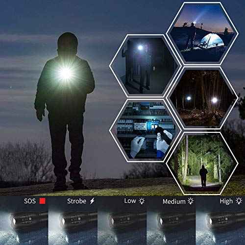 LED Flashlights, 2 Pack Tactical Flashlight High Lumens Lights with 6Pack AAA Batteries Portable Waterproof Zoomable Flashlight with 5 Mode for Camping/Outdoor/Hiking/Gift-Giving/Emergency