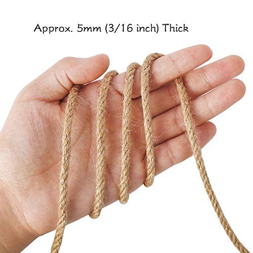 Tenn Well 3/16 Inch x 100 Feet Natural Jute Twine - Heavy Duty 4-Ply Rope