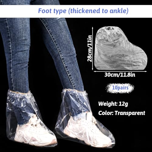 10 Pairs Children's Boot Covers, 30 * 28 cm, Disposable Non-Slip Shoe Covers, Thickened Waterproof Plastic Boot and Shoe Cover for Children (Transparent)