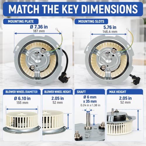 Bathroom Fan Motor Replacement 8832NA A Unit with 6.1 Inch Blower Wheel 120V