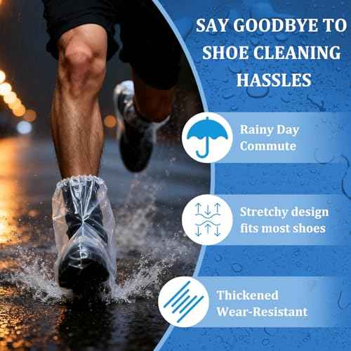 10 Pairs PE Waterproof Shoe Covers for Rain,Rain Shoe Covers,Disposable Rain Boots Covers,Indoor Outdoor Overshoes for Men and Women (Transparent)